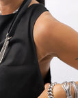 【Primordial is Primitive】 BACK CROSSED TANK TOP 413CC_BLACK