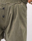 【Primordial is Primitive】 STRETCH ECO LEATHER SHORT PANTS 535AL_MILITARY