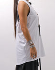 【NOSTRASANTISSIMA】 STRETCH COTTON BACK OPEN TANK TOP C150_WHITE