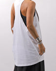 【NOSTRASANTISSIMA】 STRETCH COTTON BACK OPEN TANK TOP C150_WHITE