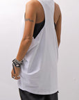 【NOSTRASANTISSIMA】 STRETCH COTTON BACK OPEN TANK TOP C150_WHITE