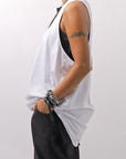 【NOSTRASANTISSIMA】 STRETCH COTTON BACK OPEN TANK TOP C150_WHITE