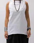 【Primordial is Primitive】 BACK CROSSED TANK TOP 413CC_WHITE