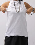 【Primordial is Primitive】 BACK CROSSED TANK TOP 413CC_WHITE