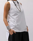 【Primordial is Primitive】 BACK CROSSED TANK TOP 413CC_WHITE