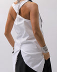 【Primordial is Primitive】 BACK CROSSED TANK TOP 413CC_WHITE