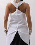 【Primordial is Primitive】 BACK CROSSED TANK TOP 413CC_WHITE