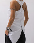 【Primordial is Primitive】 BACK CROSSED TANK TOP 413CC_WHITE