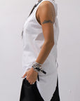 【Primordial is Primitive】 BACK CROSSED TANK TOP 413CC_WHITE