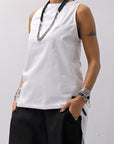 【Primordial is Primitive】 BACK CROSSED TANK TOP 413CC_WHITE
