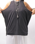 【NOSTRASANTISSIMA】 STRETCH COTTON BACK OPEN TANK TOP C150_BLACK