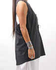 【NOSTRASANTISSIMA】 STRETCH COTTON BACK OPEN TANK TOP C150_BLACK