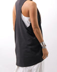 【NOSTRASANTISSIMA】 STRETCH COTTON BACK OPEN TANK TOP C150_BLACK
