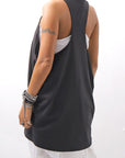 【NOSTRASANTISSIMA】 STRETCH COTTON BACK OPEN TANK TOP C150_BLACK