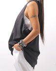 【NOSTRASANTISSIMA】 STRETCH COTTON BACK OPEN TANK TOP C150_BLACK