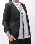 【Primordial is Primitive】 UNISEX STRETCHED CARDIGAN JACKET 398CC_BLACK