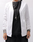 【Primordial is Primitive】 UNISEX STRETCHED CARDIGAN JACKET 398CC_WHITE