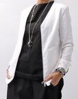 【Primordial is Primitive】 UNISEX STRETCHED CARDIGAN JACKET 398CC_WHITE