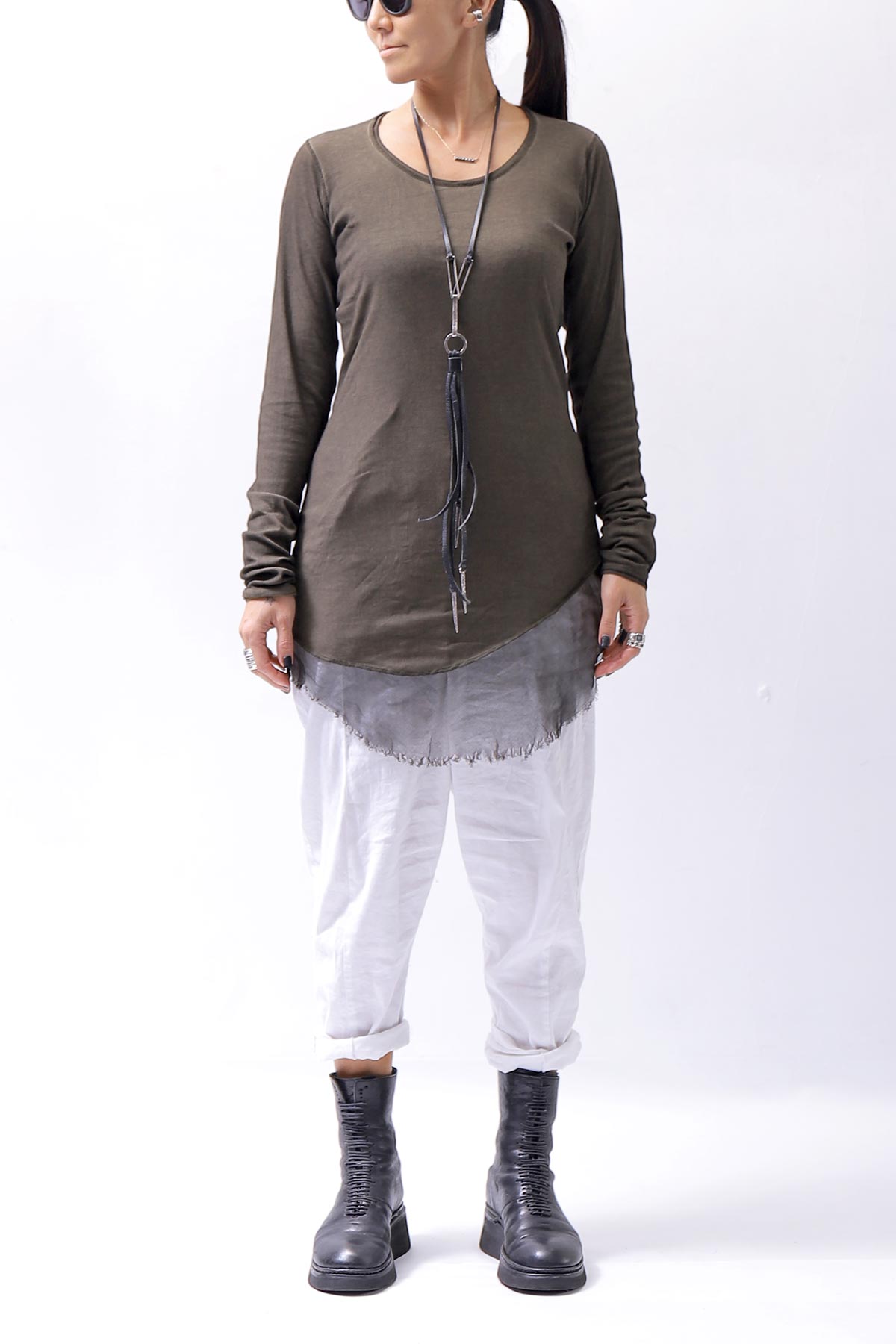 【RUNDHOLZ】 COTTON RIB TOP 234 0503_KHAKI CLOUD