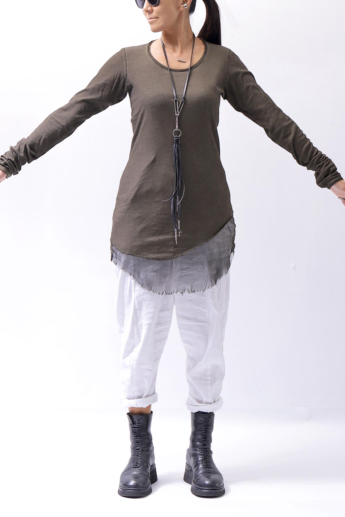 【RUNDHOLZ】 COTTON RIB TOP 234 0503_KHAKI CLOUD