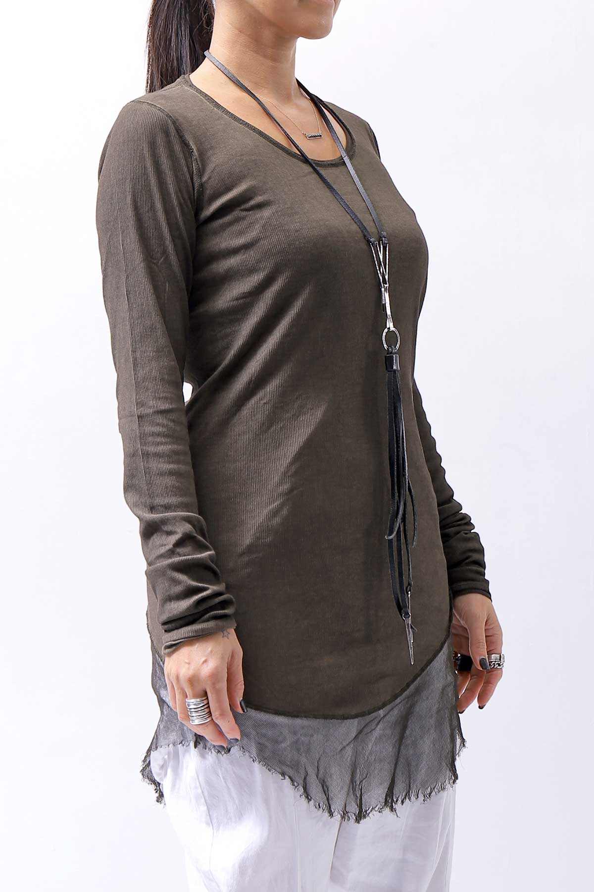 【RUNDHOLZ】 COTTON RIB TOP 234 0503_KHAKI CLOUD