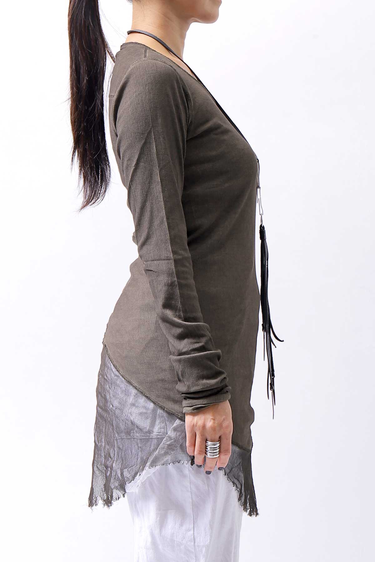 【RUNDHOLZ】 COTTON RIB TOP 234 0503_KHAKI CLOUD