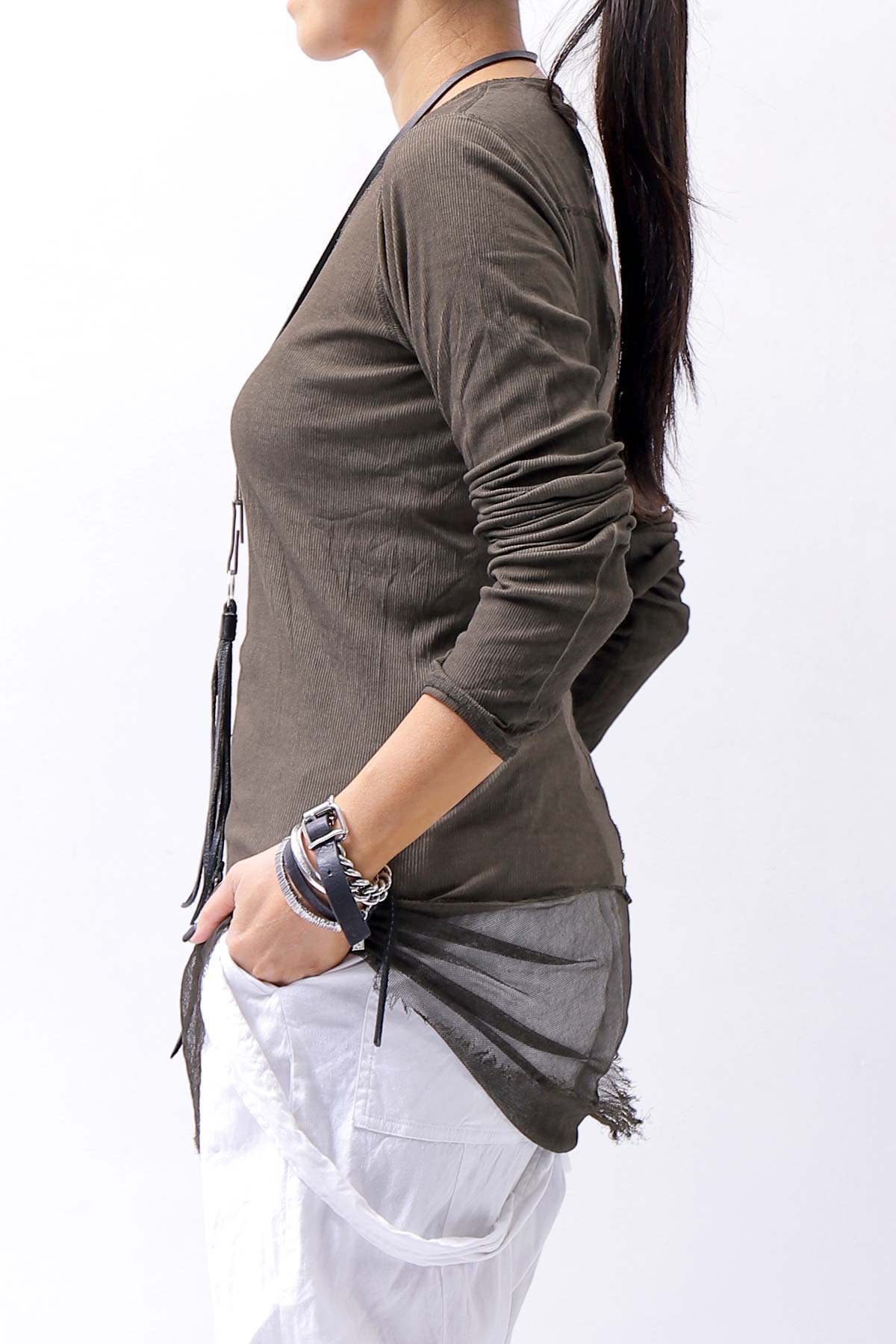 【RUNDHOLZ】 COTTON RIB TOP 234 0503_KHAKI CLOUD