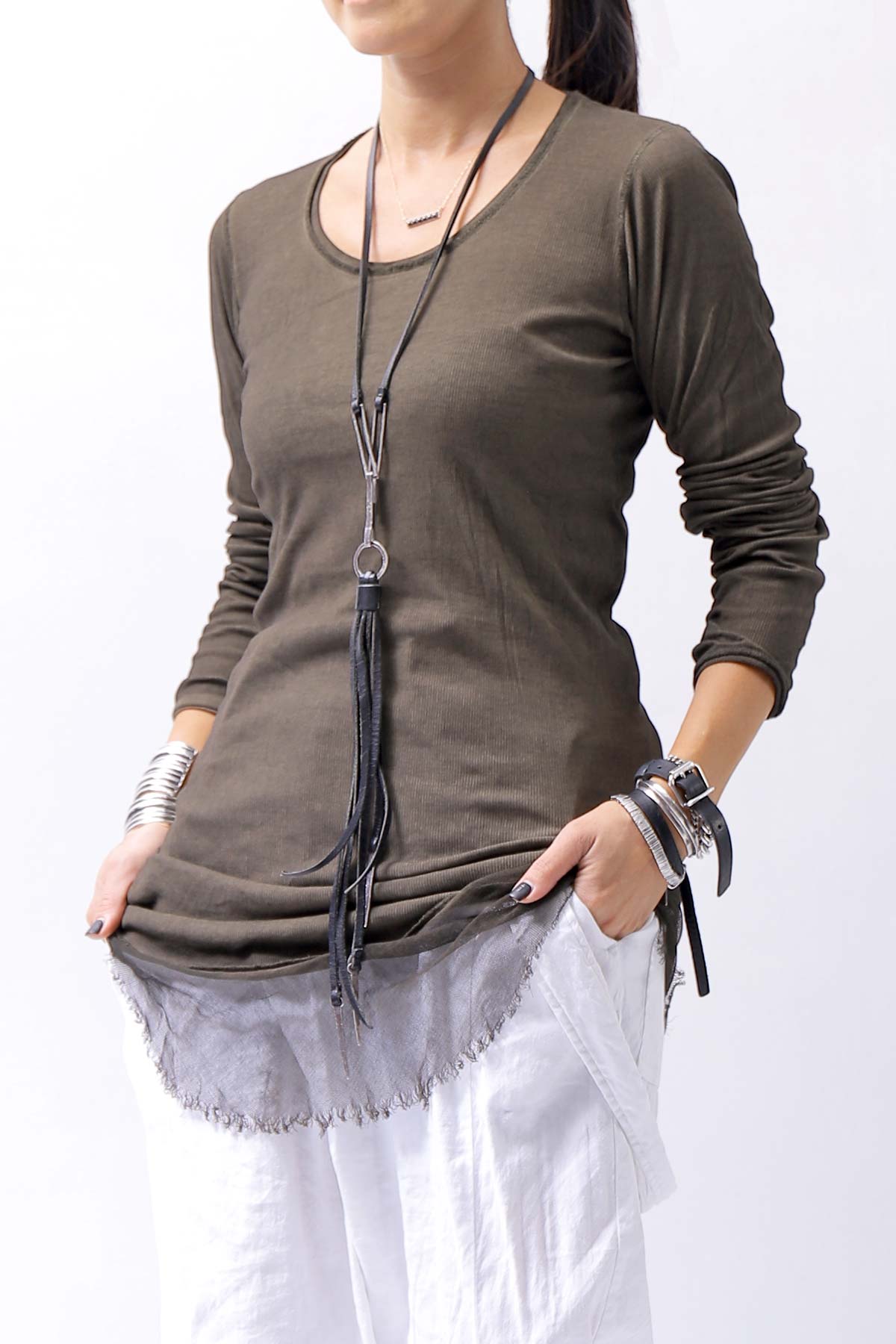 【RUNDHOLZ】 COTTON RIB TOP 234 0503_KHAKI CLOUD