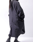 【Alès Dacchia】 UNISEX OVERSIZED LIGHT PADDED LONG SHIRT SH1099_BLACK