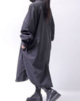 【Alès Dacchia】 UNISEX OVERSIZED LIGHT PADDED LONG SHIRT SH1099_BLACK