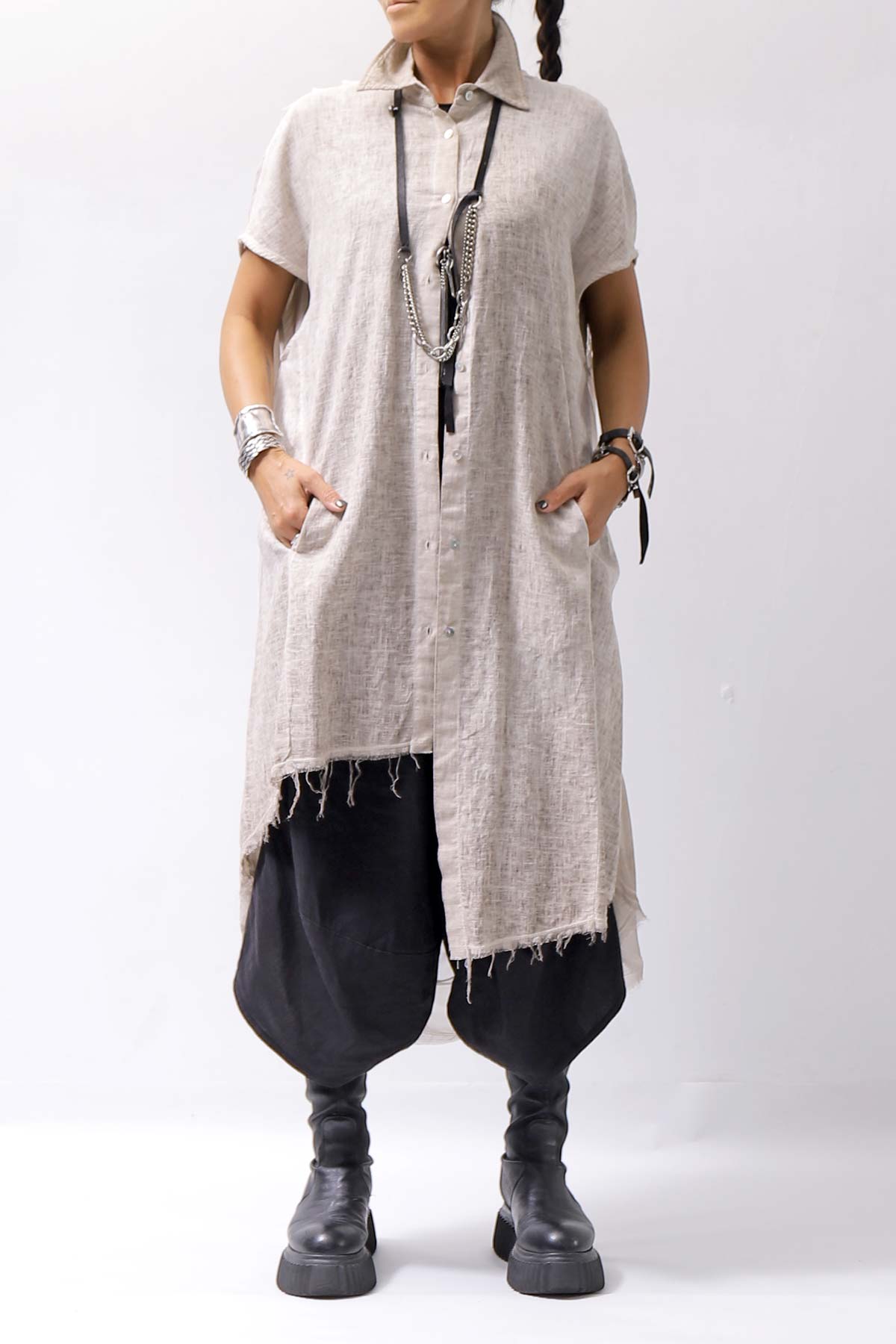 【sanctamuerte】 BACK DRAPE LONG SHIRT 284/MM_DUSTY BEIGE