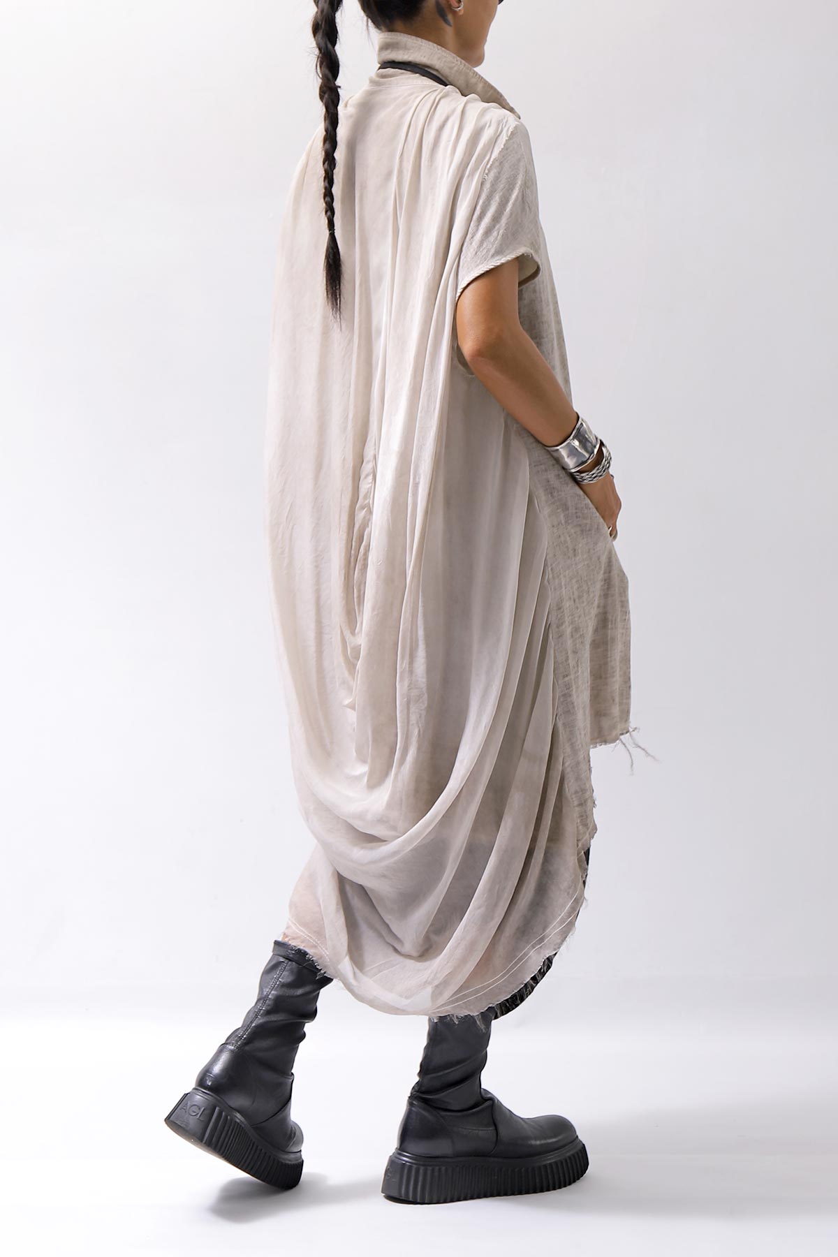 【sanctamuerte】 BACK DRAPE LONG SHIRT 284/MM_DUSTY BEIGE