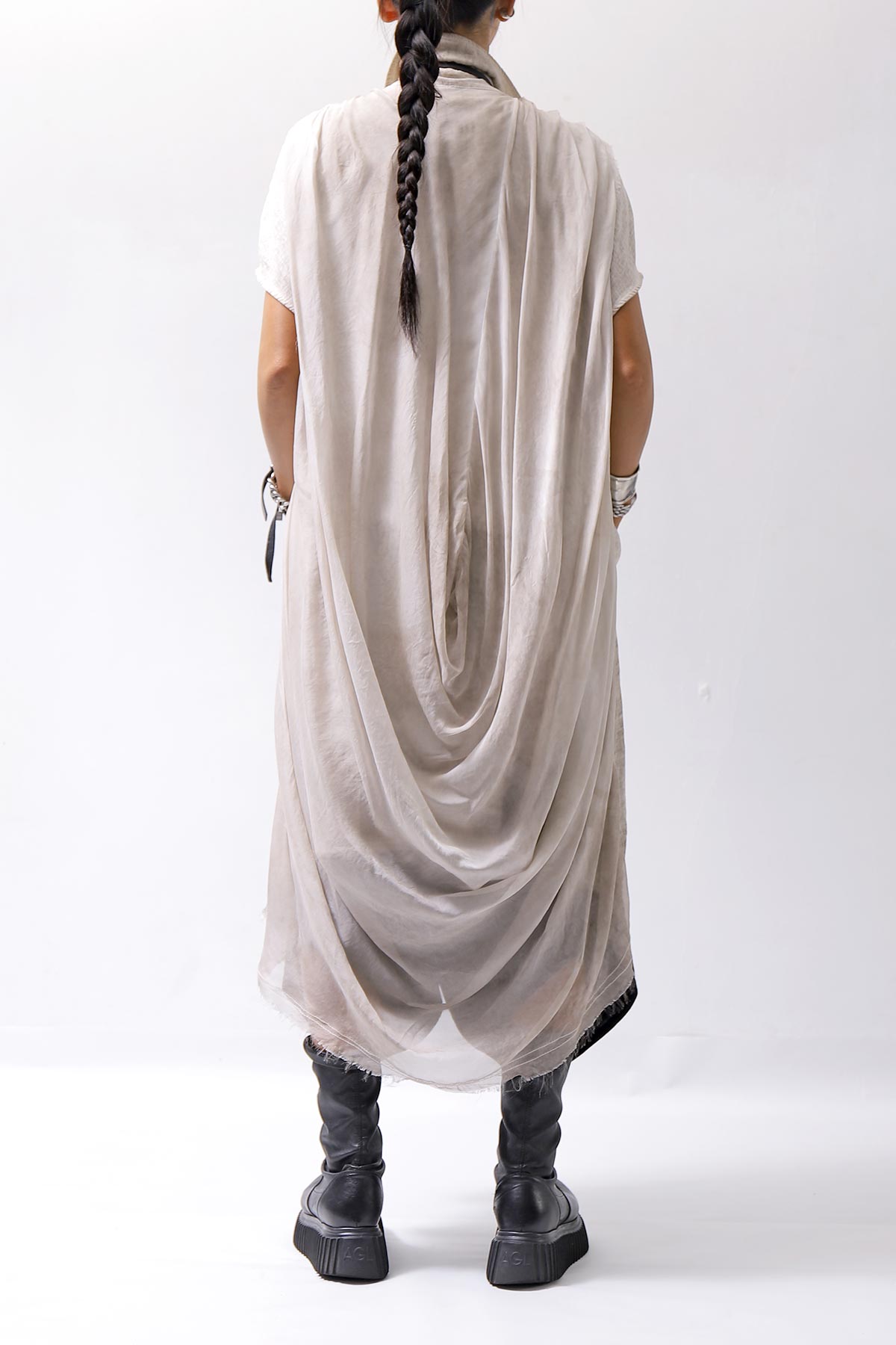 【sanctamuerte】 BACK DRAPE LONG SHIRT 284/MM_DUSTY BEIGE
