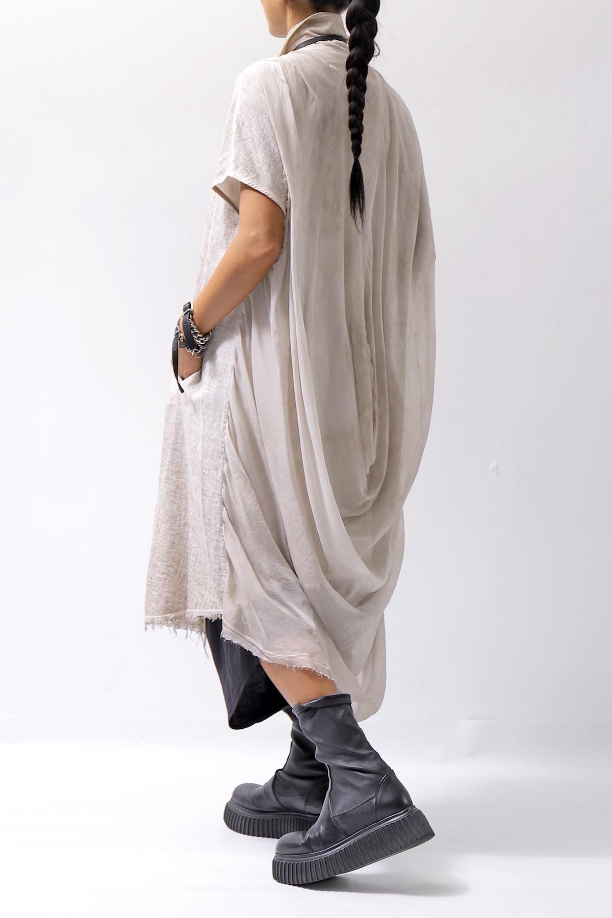 【sanctamuerte】 BACK DRAPE LONG SHIRT 284/MM_DUSTY BEIGE