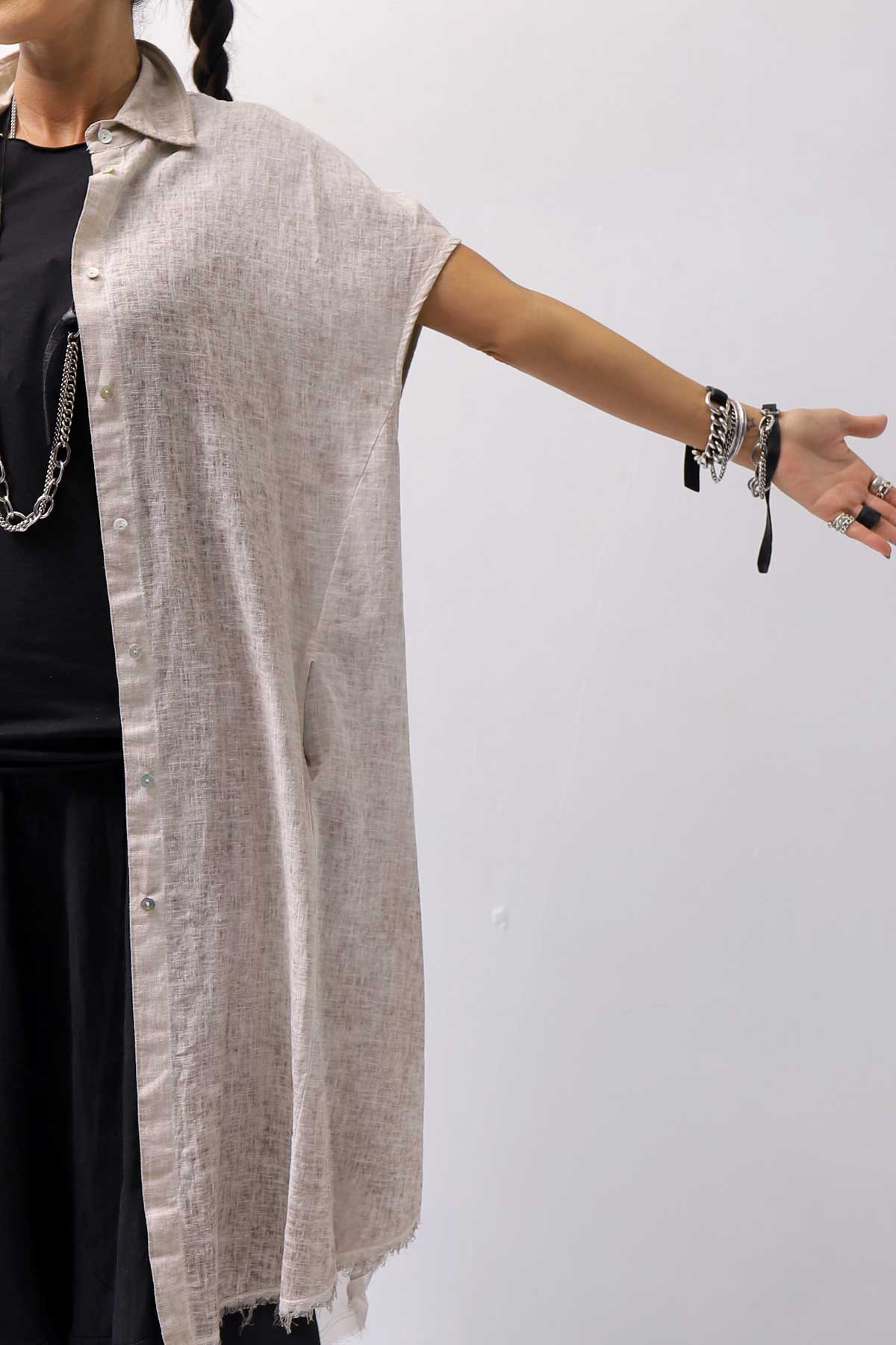 【sanctamuerte】 BACK DRAPE LONG SHIRT 284/MM_DUSTY BEIGE