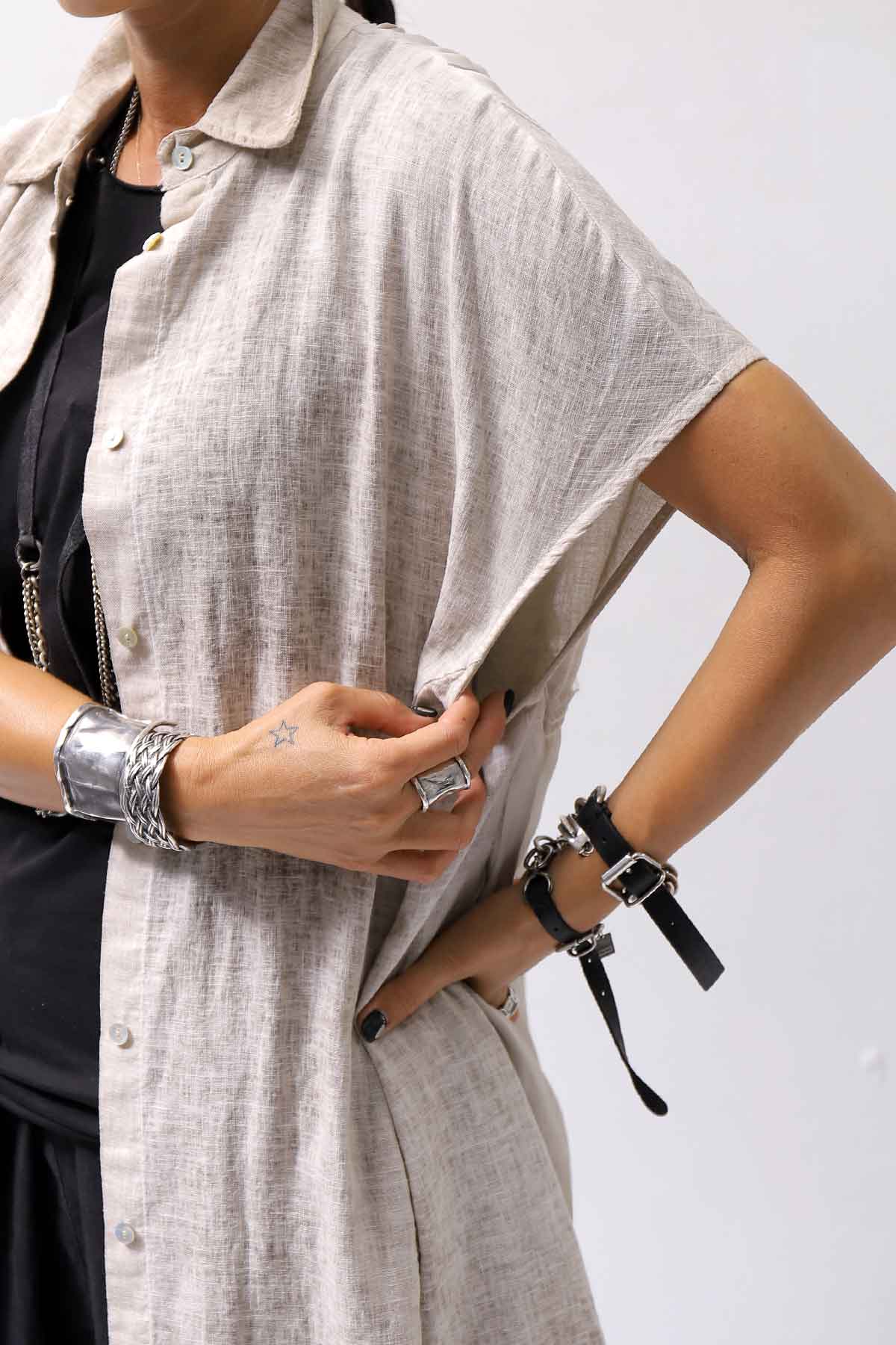 【sanctamuerte】 BACK DRAPE LONG SHIRT 284/MM_DUSTY BEIGE