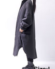 【Alès Dacchia】 UNISEX OVERSIZED LIGHT PADDED LONG SHIRT SH1099_BLACK