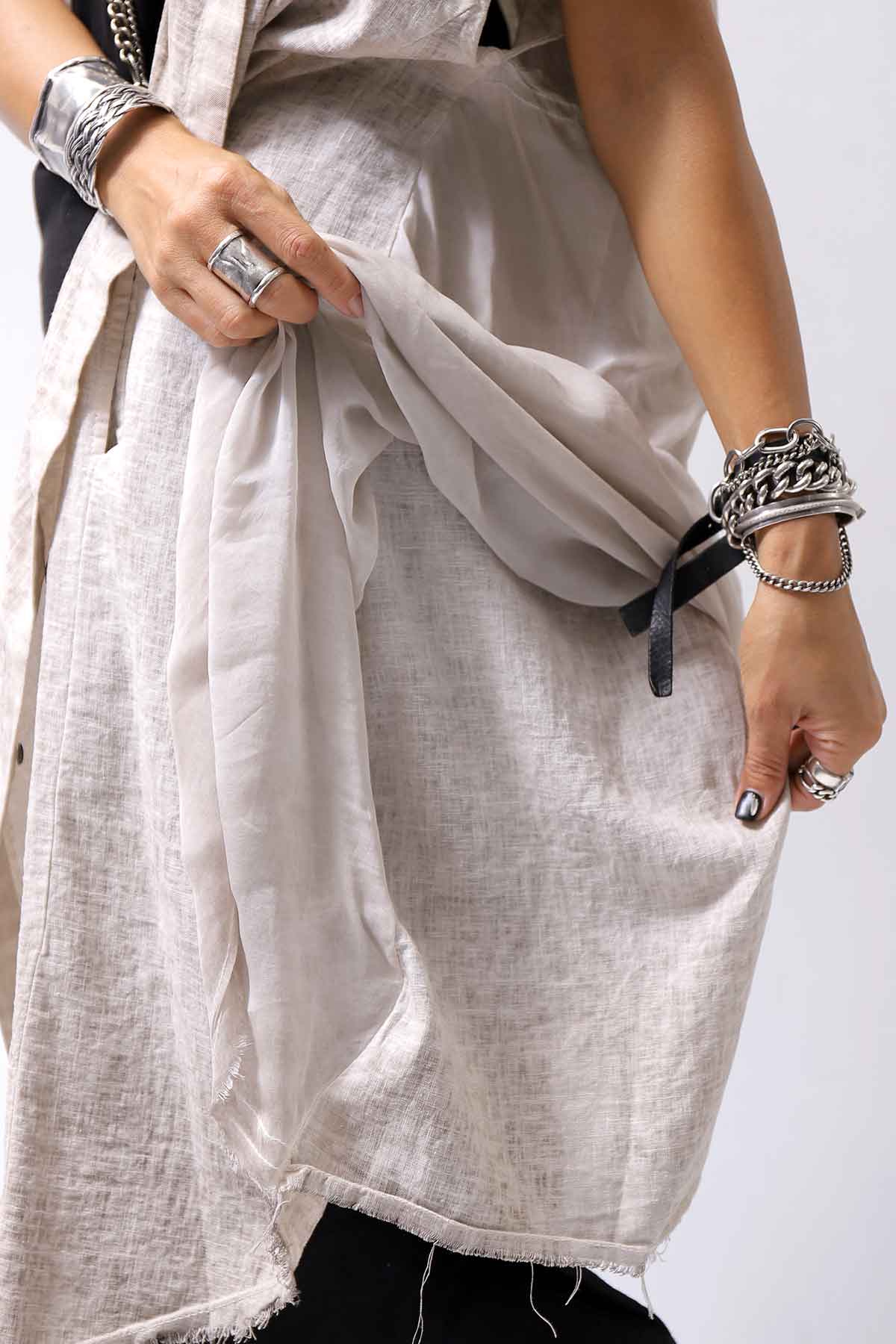 【sanctamuerte】 BACK DRAPE LONG SHIRT 284/MM_DUSTY BEIGE