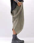 【Primordial is Primitive】 UNISEX ASYMMETRY COTTON PANTS 722AL_MILITARY