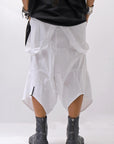 【Primordial is Primitive】 UNISEX ASYMMETRY COTTON PANTS 722AL_WHITE