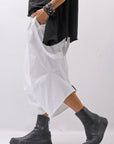 【Primordial is Primitive】 UNISEX ASYMMETRY COTTON PANTS 722AL_WHITE