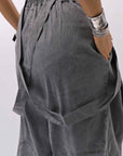 【Primordial is Primitive】 UNISEX ASYMMETRY COTTON PANTS 722AL_GREY WASH