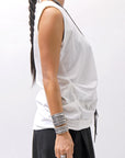【NOSTRASANTISSIMA】 SIDE TACK SLEEVE-LESS TOP TS02_WHITE