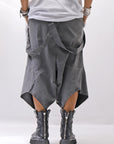 【Primordial is Primitive】 UNISEX ASYMMETRY COTTON PANTS 722AL_GREY WASH
