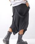 【Primordial is Primitive】 UNISEX ASYMMETRY COTTON PANTS 722AL_BLACK