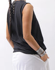 【NOSTRASANTISSIMA】 SIDE TACK SLEEVE-LESS TOP TS02_BLACK