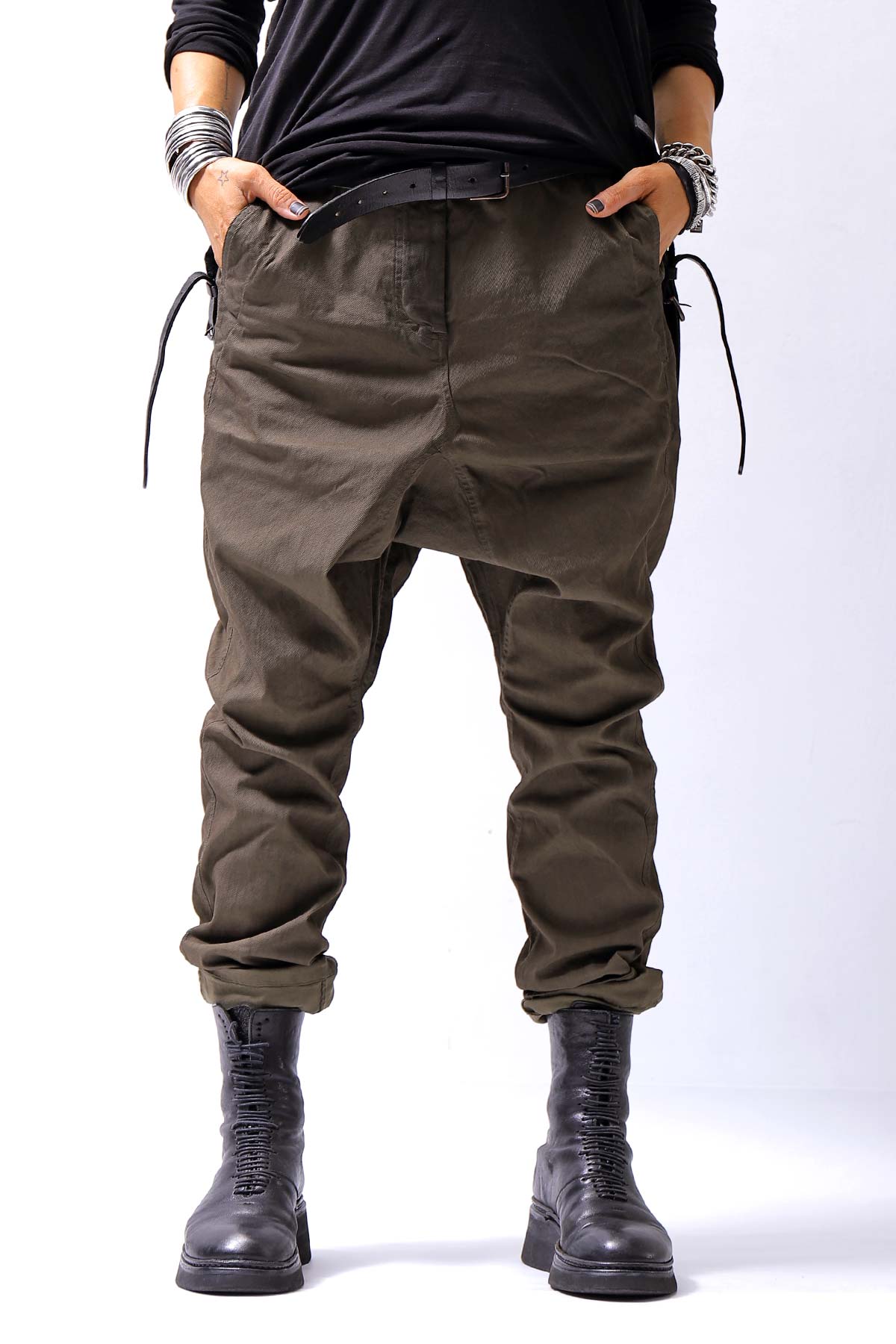 【RUNDHOLZ】 UNISEX ICONIC COTTON SARROUEL PANTS 260 0111_KHAKI CLOUD