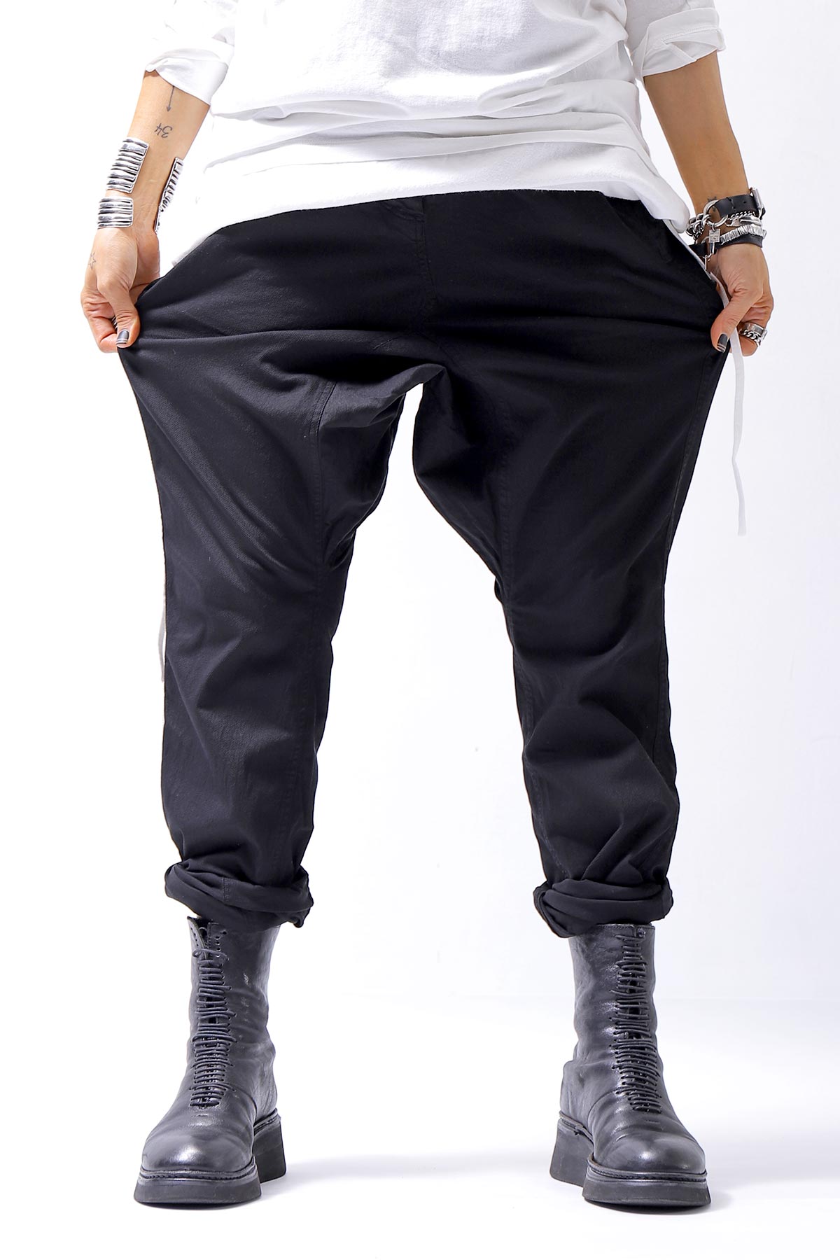 【RUNDHOLZ】 UNISEX ICONIC COTTON SARROUEL PANTS 260 0111_BLACK