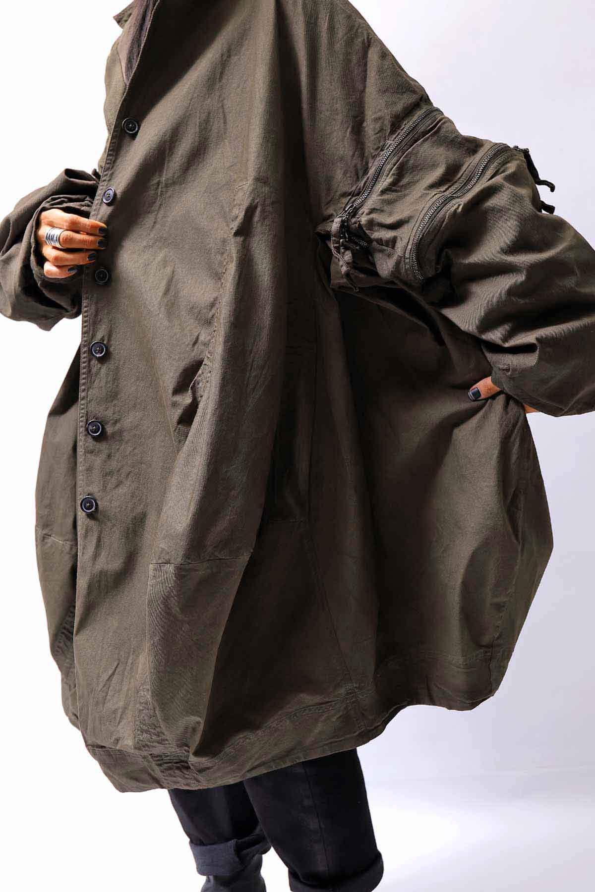 【RUNDHOLZ】 UNISEX DESIGN POCKET BLOUSON COAT 260 1208_KHAKI CLOUD