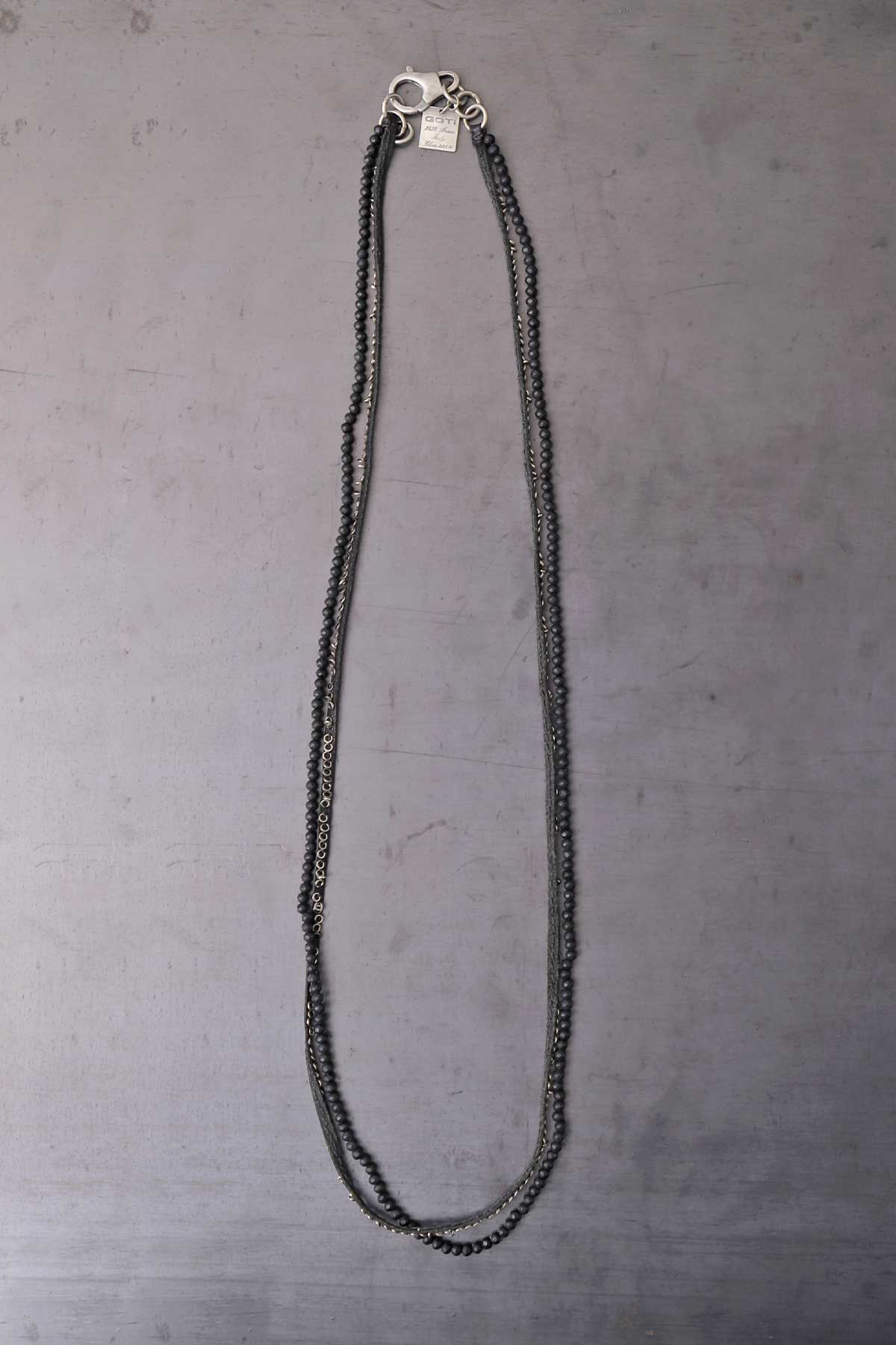 【GOTI】 BLACK AGATE & MICRO SILVER SEQUIN NECKLACE_CN1181